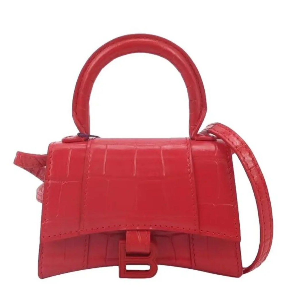 Balenciaga Hourglass Mini Handbag Crocodile Embossed